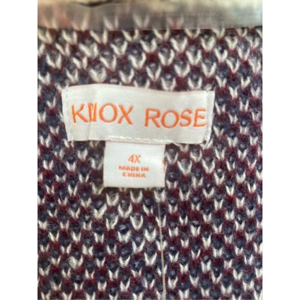 Knox Rose Women's Chunky Knit Western Shawl Drape Open Front Sweater Size 4X NWT